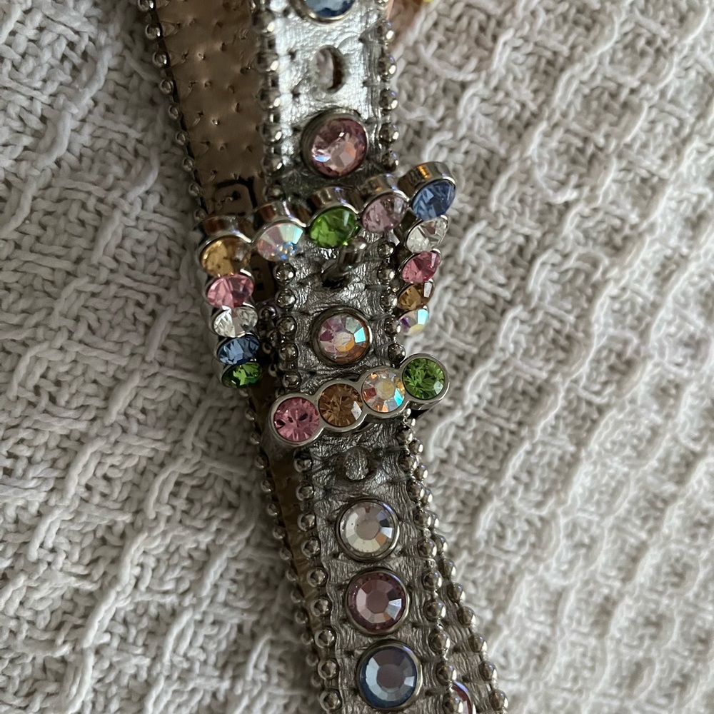 BB Simon KIDS silver with multi color rhinestones. Perfect belt for everything
